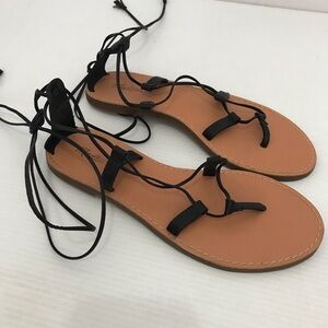Madewell Boardwalk Lace-Up Sandals  black leather Size 8
